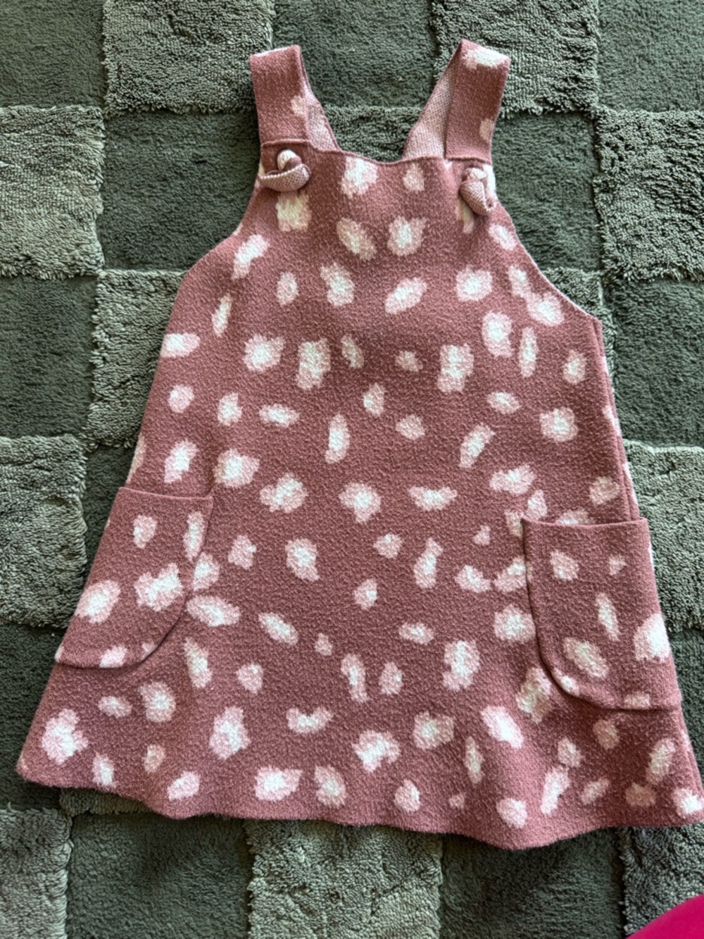Zara Dusty Mauve Knit Pinafore with Cream Fleck